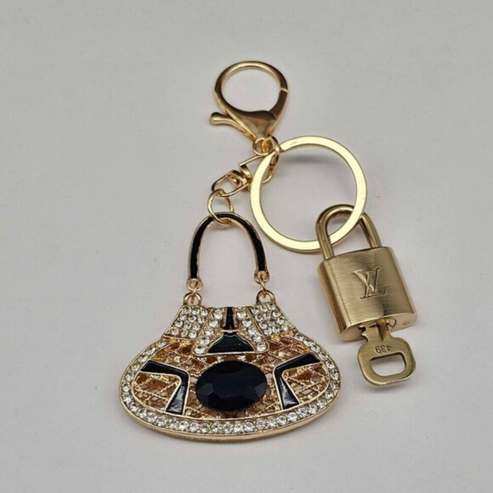 Authentic Louis Vuitton Padlock & Key Gold ✨Unbranded Bag Charm Keychain - Picture 6 of 7